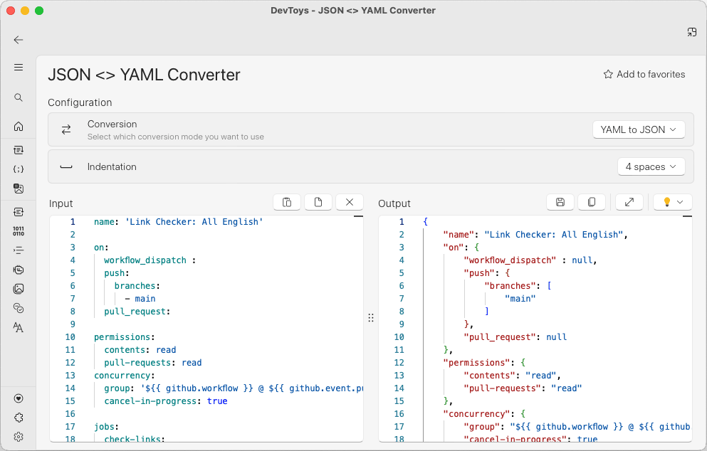 Screenshot of DevToys